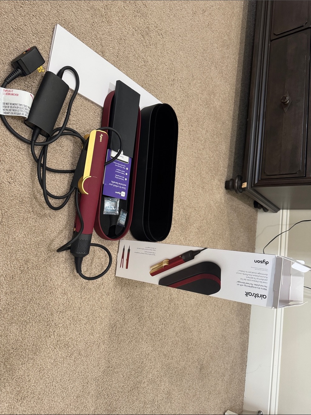 Dyson Corrale Cordless Straightener in Burgundy and Gold with Black Case